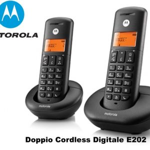 TELEFONO CORDLESS DOPPIO E202 MOTOROLA NERO