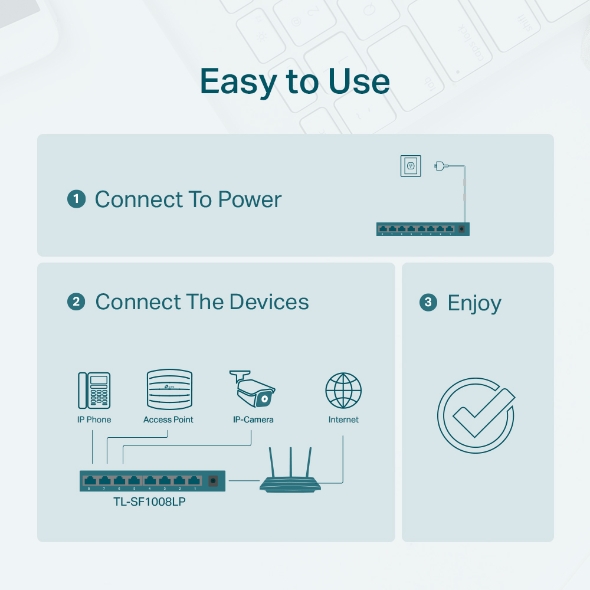 Switch desktop 8 porte 10/100Mbps di cui 4 PoE TL-SF1008LP - immagine 3