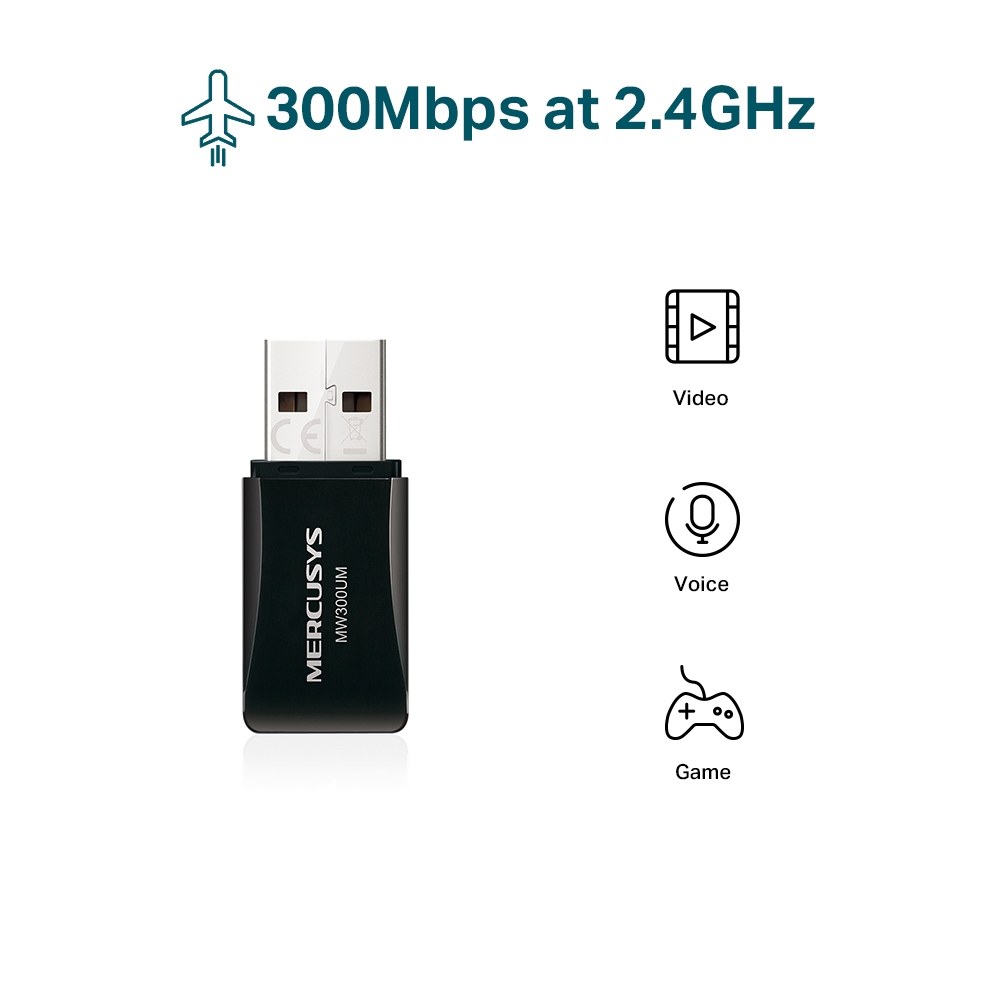 Mercusys Mini scheda Wireless N300 USB 2.4GHZ - MW300UM - immagine 3