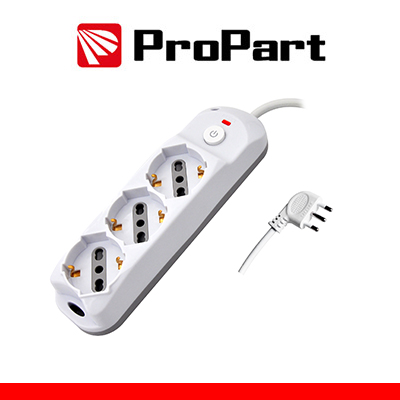 Multipresa 3pos bipasso/schuko + interrutt nuovo modello spina 16A