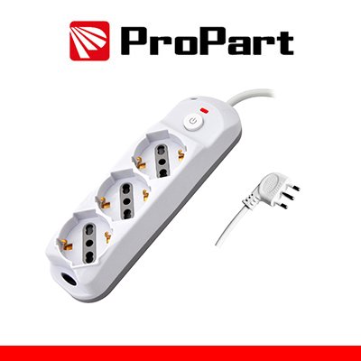 Multipresa 3pos bipasso/schuko + interrutt nuovo modello spina 16A