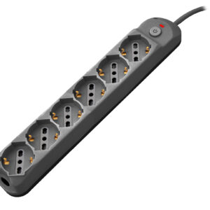 Multipresa 6pos bipasso/schuko + interrutt nuovo modello nera