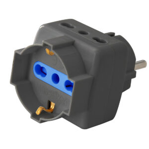 Adattatore 3pos bipasso/schuko spina Schuko nero