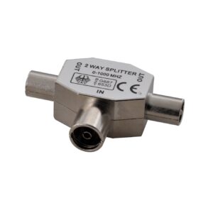 Splitter coax in ottone nichelato - 1 presa/2 spine