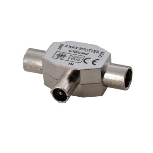 Splitter coax in ottone nichelato - 1 spina/2 prese