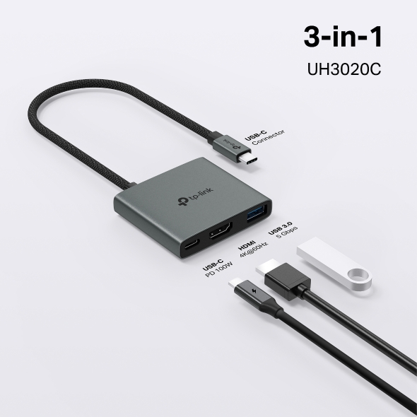 TP-Link USB Type-C Hub 3 in 1 - UH3020C - immagine 2