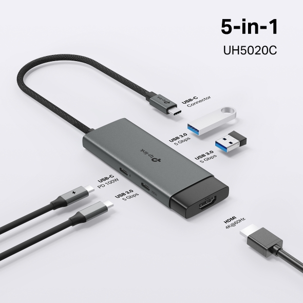 TP-Link USB Type-C 5 in 1 Hub - TL-UH5020C - immagine 4
