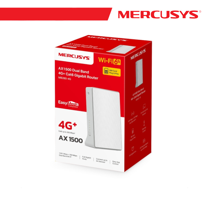 Mercusys 4G+ Cat6 AX1500 Wireless Dual Band Gigabit Router - MB260-4G - immagine 6