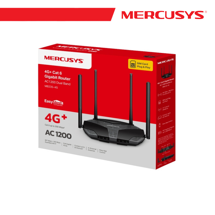 Mercusys 4G+ Cat6 AC1200 Wireless Dual Band Gigabit Router - MB235-4G - immagine 6